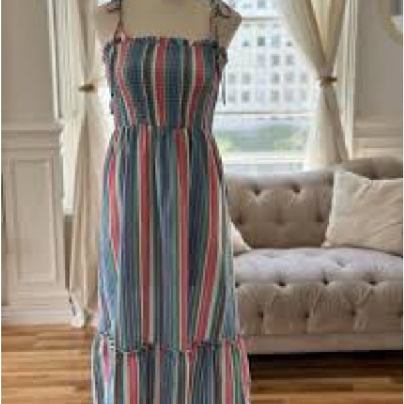 HYFVE Dresses & Skirts - HYFVE Green and Pink Spaghetti Strap Sundress